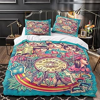 JoraSA The Beatles Band Housse De Couette Enfants Literie Mignonne Et Affiche Housse De Couette Garçons Filles Dessin… - Les Beatles, Paul McCartney, John Lennon, RIngo Starr, George Harrison