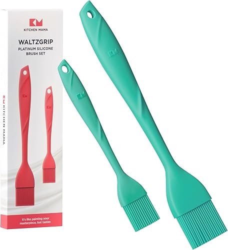 Miniatura 9 de Kitchen Mama WaltzGrip Platinum Cepillo de silicona para rociar pastelería: Juego de 2 utensilios de silicona resistentes al calor para cocinar,