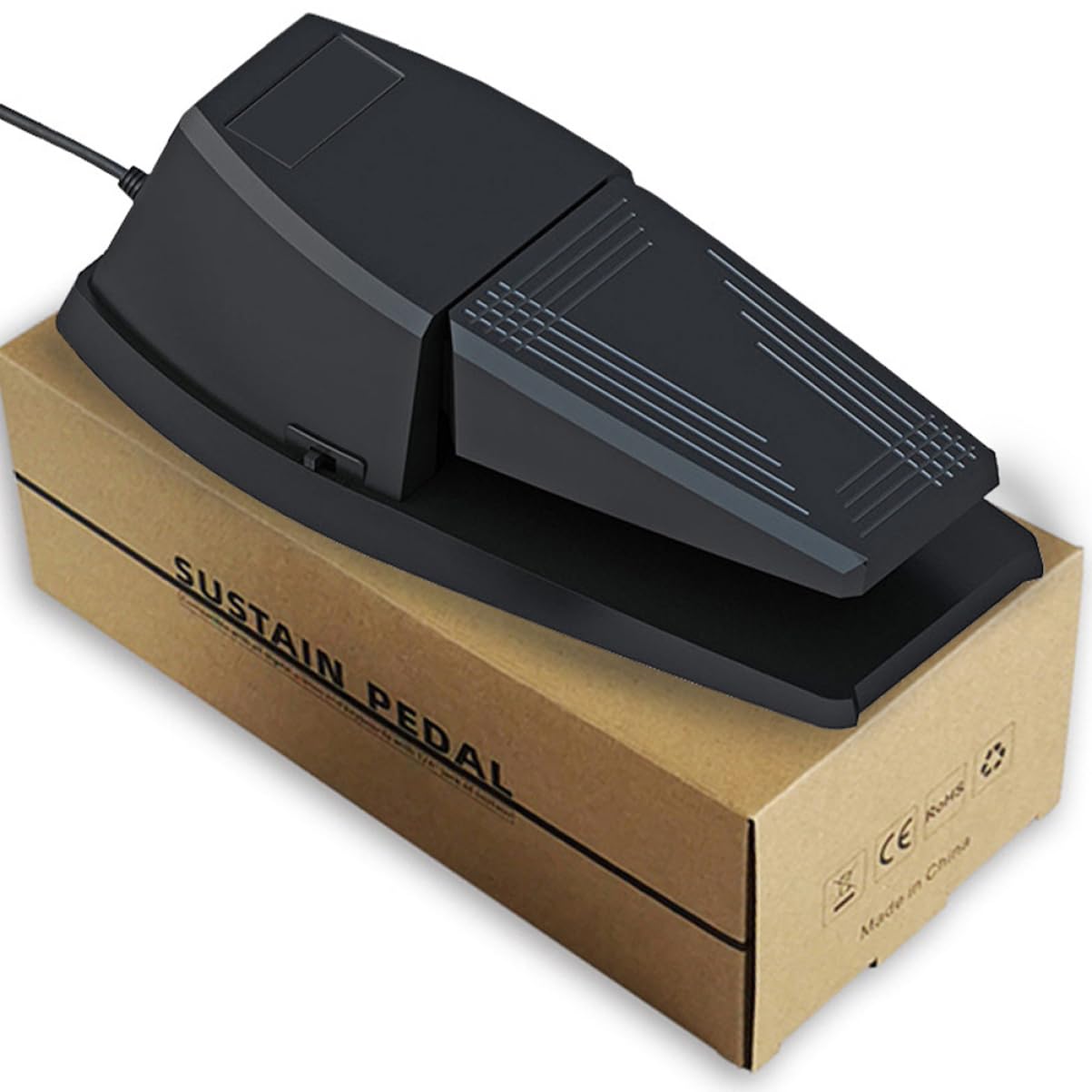 Pedale Sustain per Pianoforte Elettronico Portatile in Abs e Gomma Nero, Resistente ai Danni, Compatibile Tastiere e Pianoforti Digitali