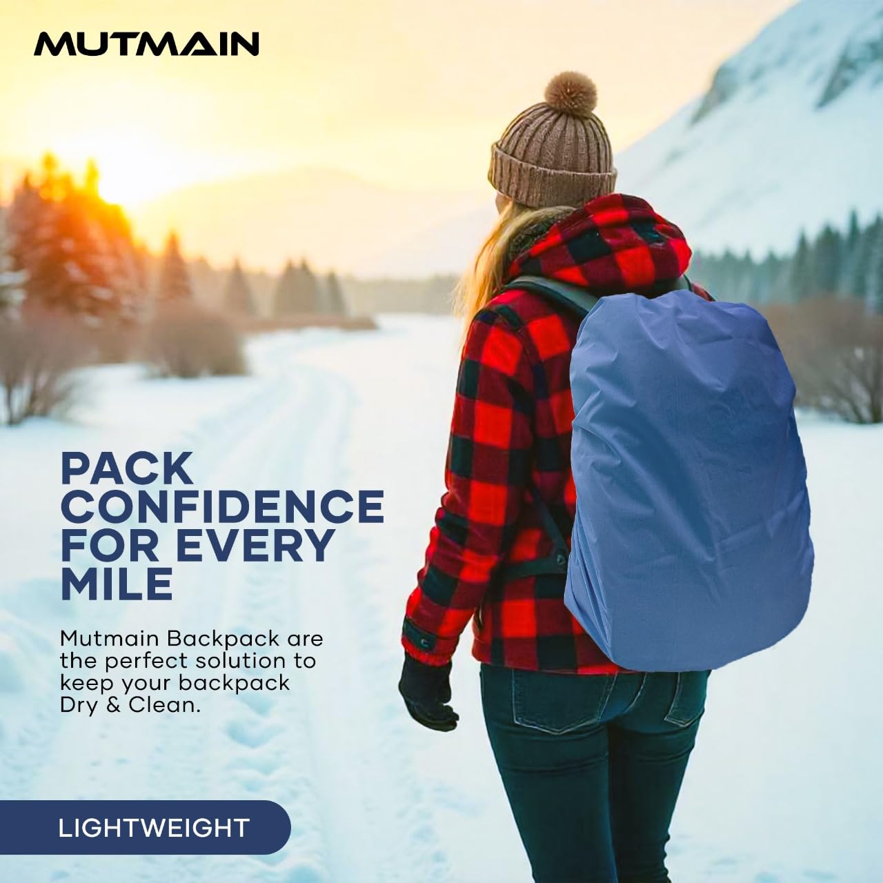 MUTMAIN Bag Cover Waterproof 40L to 50L PU Coated Rain Cover for Backpack Bags, Suitable Bags for Laptop, School, Tail, Trekking, Travel Bag with Adjustable Buckle (Royal Blue) 3