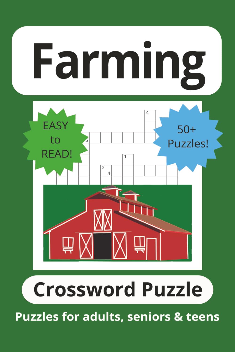 Farming Crossword Puzzle Book: Crossword Puzzles with Easy to Read Print about Farming, Farm Animals, Agriculture and More | 6x9 inches | 120 pages ... Gift for Vacations, Holidays and Free Times