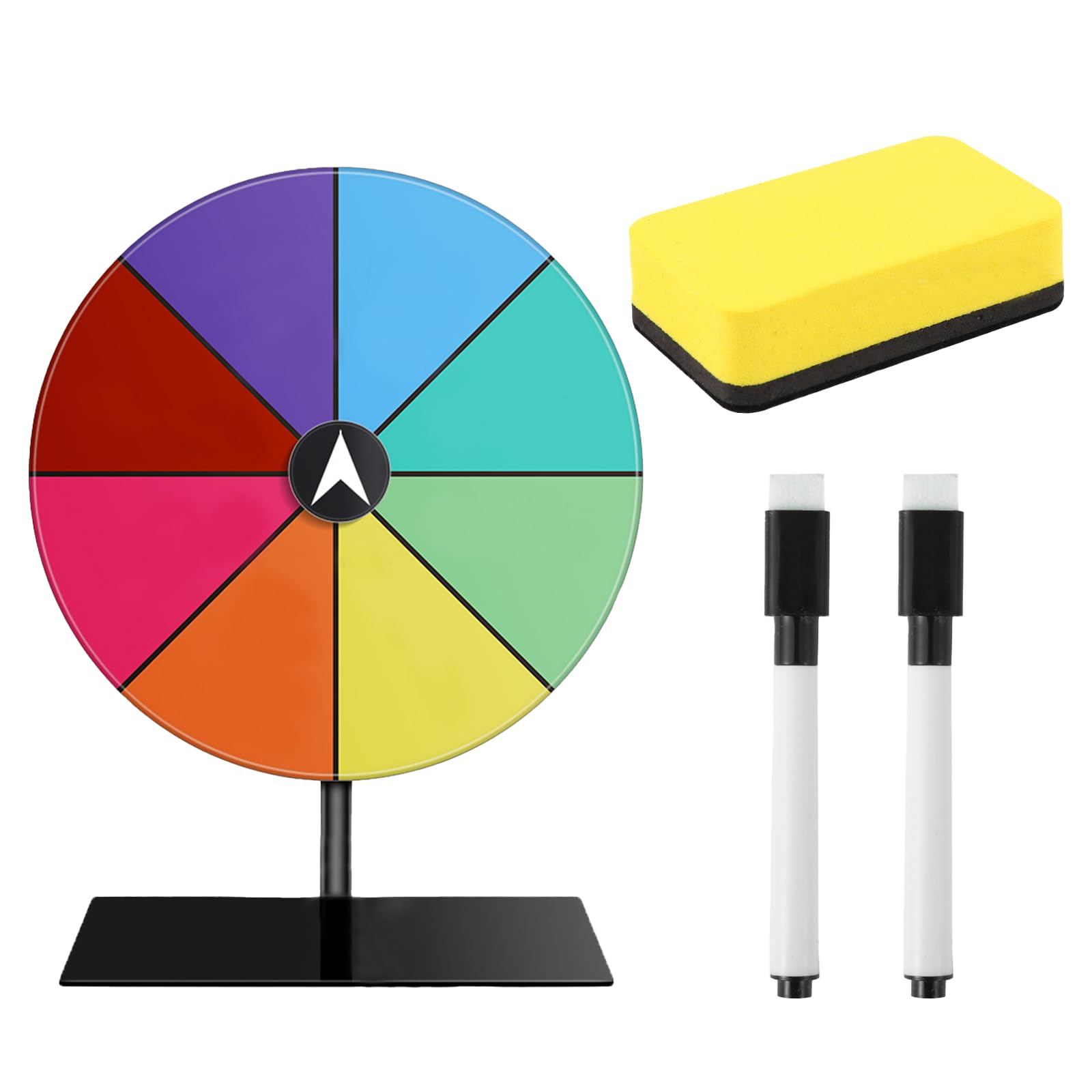 BPTZYLN Color Spinning Prize Wheel Equipped 2 Pcs Erasable Markerss and 1 Pcs Felt Wiping, Spin Prize the Wheel with Stand for Trade Show Holiday Activities Carnival Spin Fortune Game