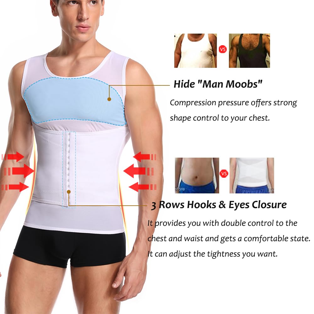 Débardeur Gainant pour Hommes Chemise de Compression sans Manches Ventre Plat Gaine Amincissante Posture Shirt Body Shaper