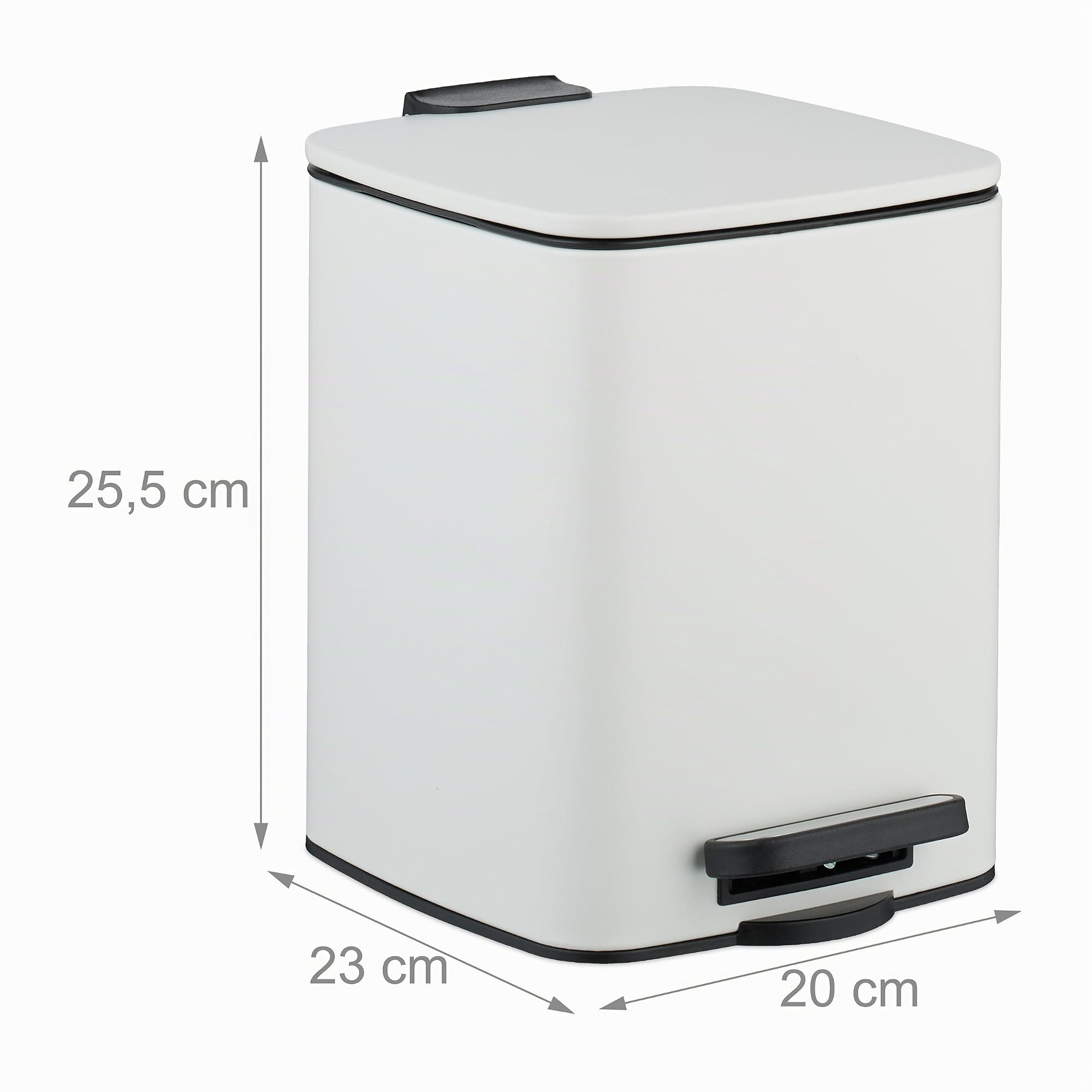 Relaxdays 6 L Pattumiera Bagno a Pedale, Cestino Interno Rimovibile, Coperchio Ammortizzato, Sacchetti Inclusi, Bianco, 70% Ferro 30% plastica