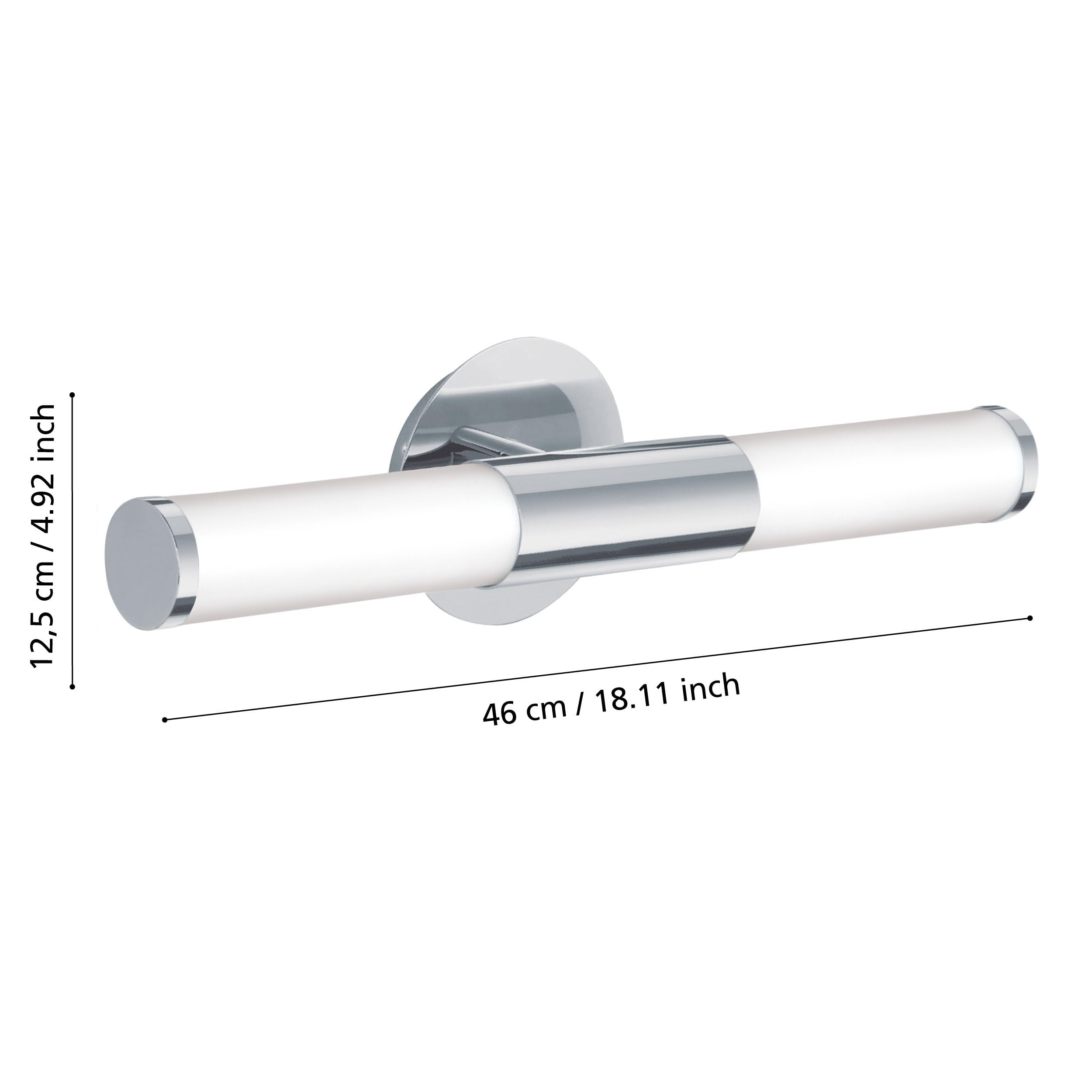 EGLO Wandlampe Palmera, 2 flammige Spiegelleuchte, Wandleuchte aus Metall und opal-mattem Glas, Badezimmer Lampe in Chrom, Weiß, Feuchtraumleuchte, IP44, E14 (Packung mit 2)