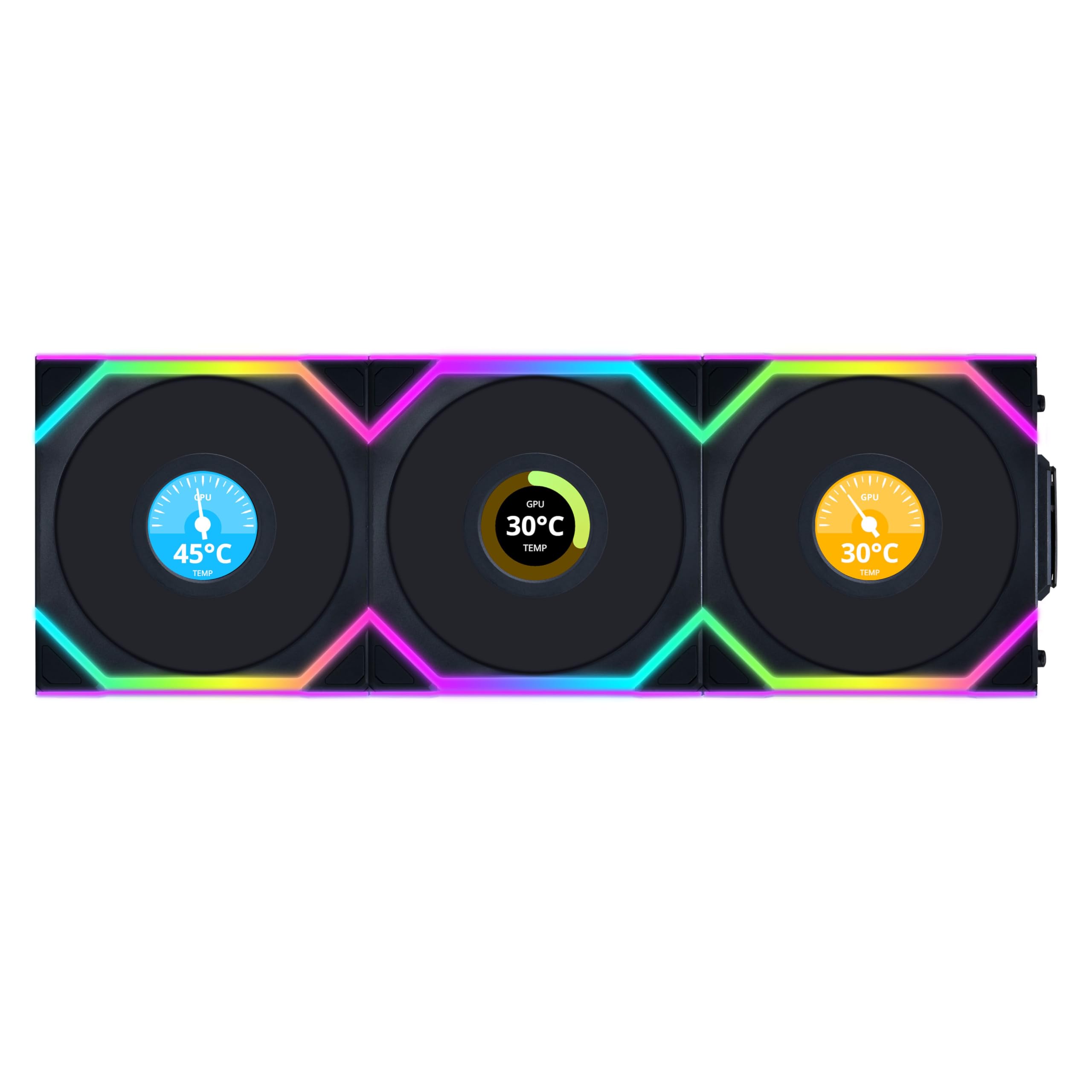 Lian Li UNI Fan SL - Ventilador inalámbrico LCD (ARGB, PWM, 3 unidades, incluye controlador, 120 mm), color negro