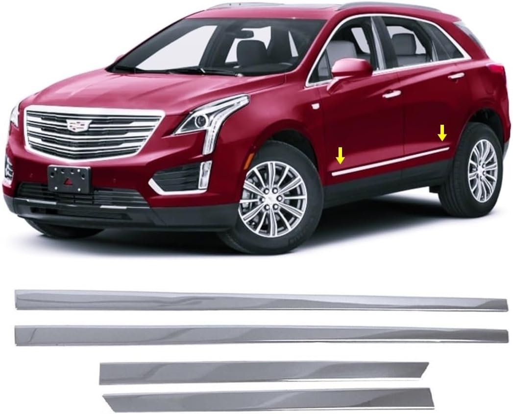 Generic MELEXI Chrome Side Door MOLDING 4 Door S.Steel Compatible with Cadillac XT5 2017 Onwards