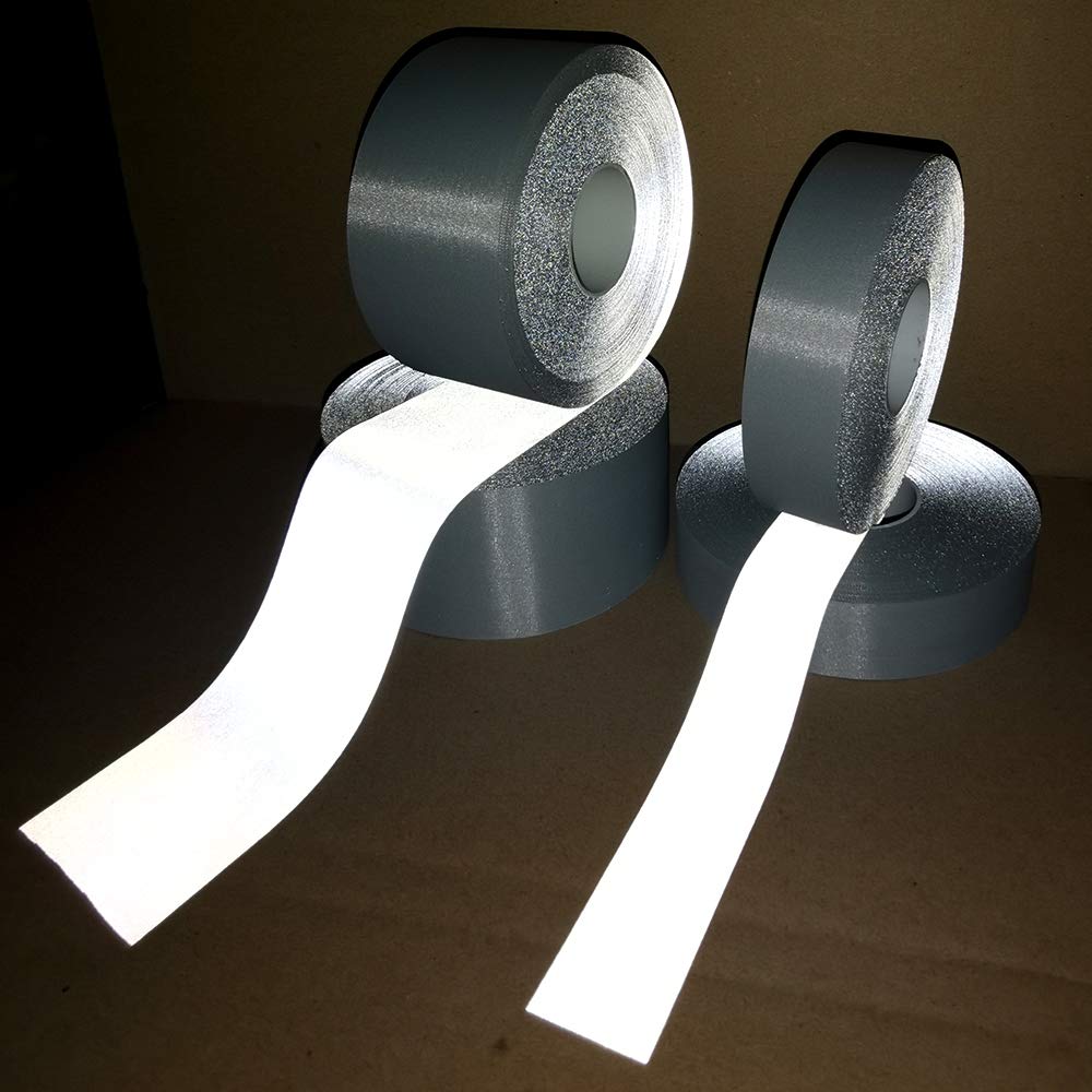 Cinta reflectante plateada de poliéster para coser en ropa (5 cm x 50 m)