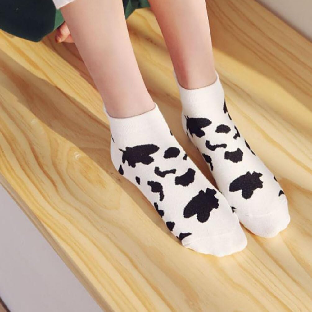 KESYOO 2 Pairs Cow Socks Women’s Socks Cows Cow Stuff Low Cut Short Animal Print Girls Cow Print Low Cut for Women Cotton Ankle Casual Miss Printing - Image 3