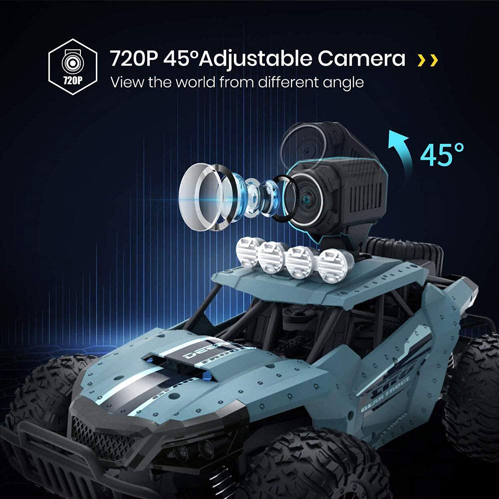 RC Cars 1/16 Scale Off-Road Remote Control Truck Remote Control Car with 720P HD FPV Camera High Speed Monster Trucks for Kids Adults Gift for Boys and Girls