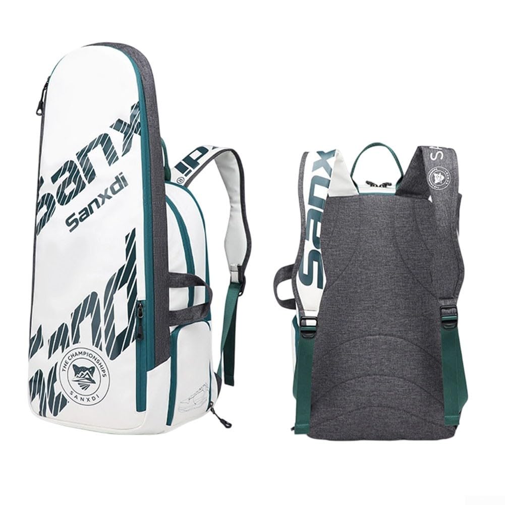 Zaino per racchette da tennis con scomparti per scarpe e laptop, borsa per racchette da badminton per 2 racchette, borsa sportiva leggera