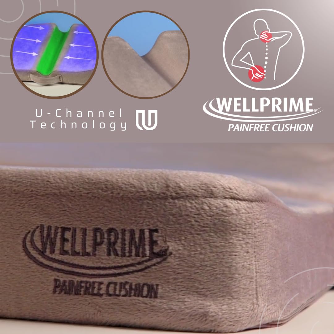 BEST DIRECT WELLPRIME Painfree Cushion Cojín ergonómico, Reduce presión sobre coxis, Ideal Problemas de próstata, hemorroides o Hernias, Extra Comodidad, Oficina, Camiones, Coches, Hogar (Set 2)