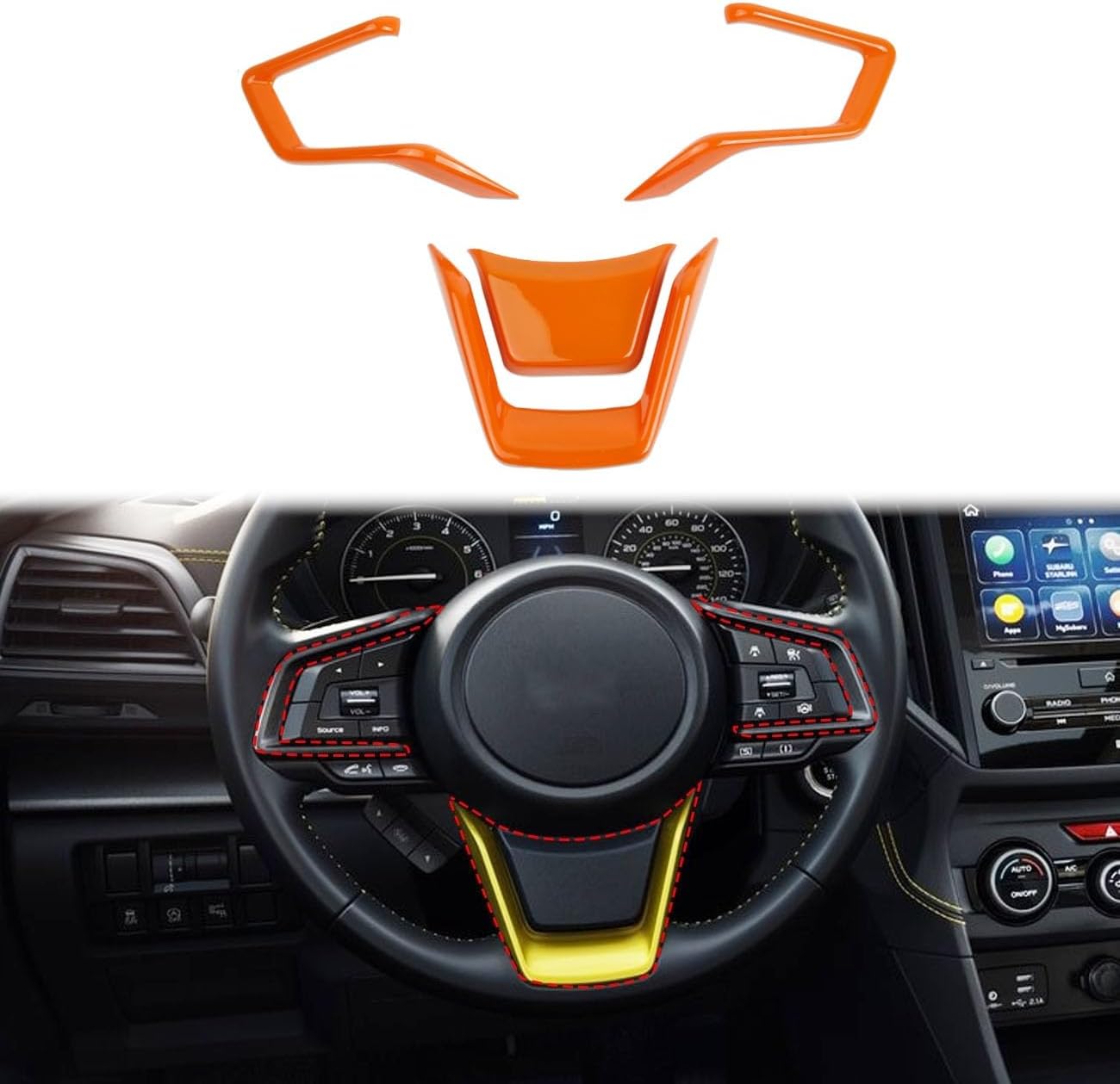 Steering Wheel Cover Molding Trims for 2018-2025 Subaru Crosstrek/Legacy/Outback,2019-2025 Ascent/Forester,2017-2025 Impreza,2022-2025 WRX (Carbon Fiber Style)