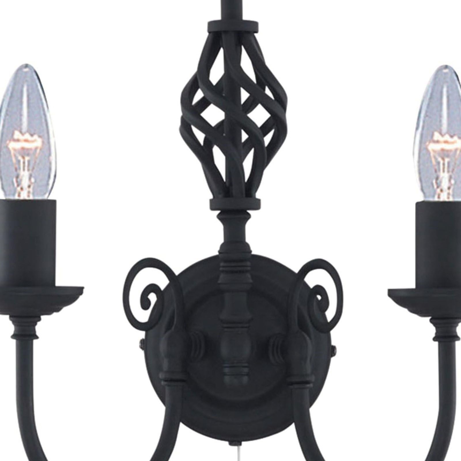 Searchlight Zanzibar - Aplique de pared con vela de 2 luces, negro, E14