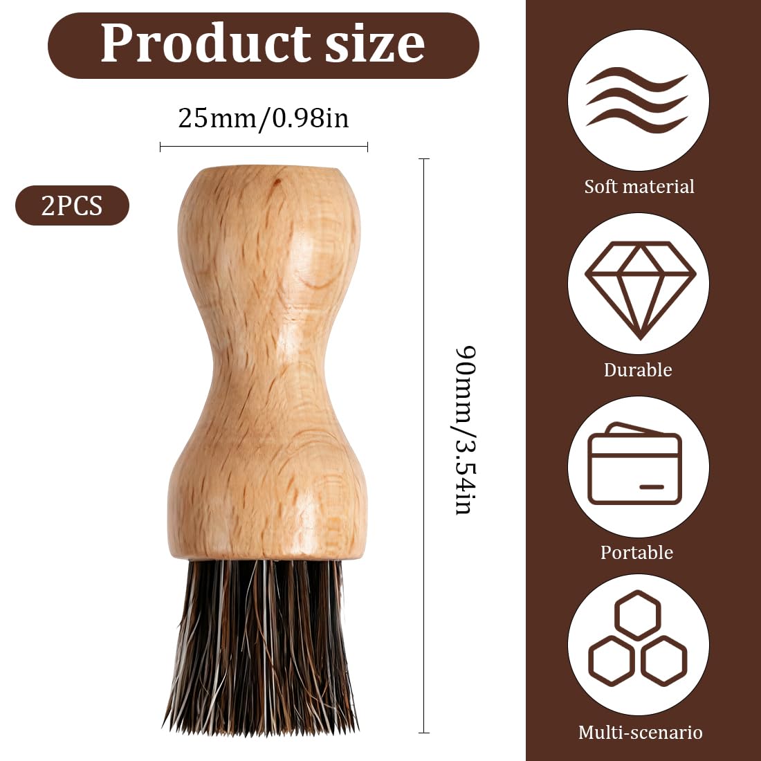 Cepillo de vajilla y Verduras de Madera, 2 piezas, cepillo para setas, para Limpiar Hongos y Verduras, Cepillo Natural, para Limpiar fregaderos de Metal Fundido, baño, para platos, ollas