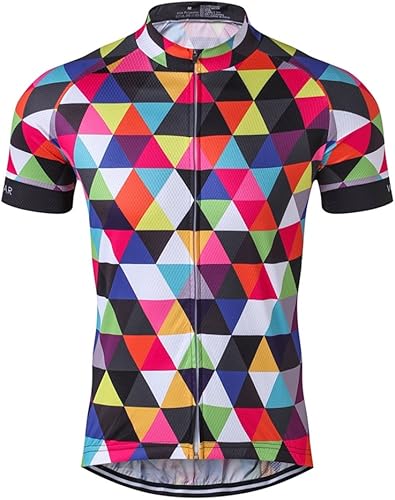 Hombre Ciclismo Jersey Manga Corta Bicicleta Ropa Multicolor Diamante