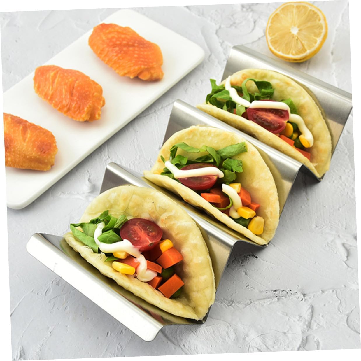 Stainless Steel Taco Rack Holder Stand for Tacos and Buns Silver