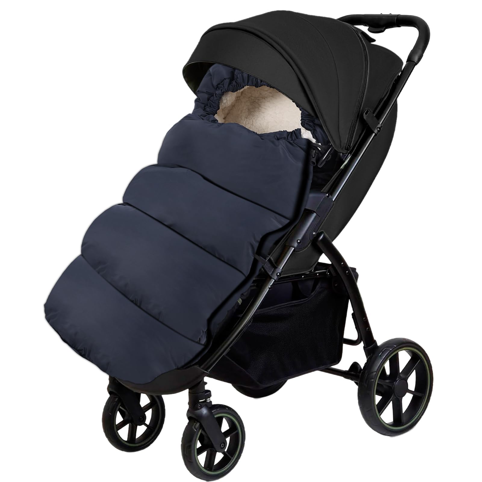 Aloskart Sacco Invernale Passeggino Universale, 100cm, Blu Scuro | Sacco Termico Passeggino Universale, per 3 e 5 Punti Chiusura, Impermeabile, Doppio Ispessito, Termico, Grande