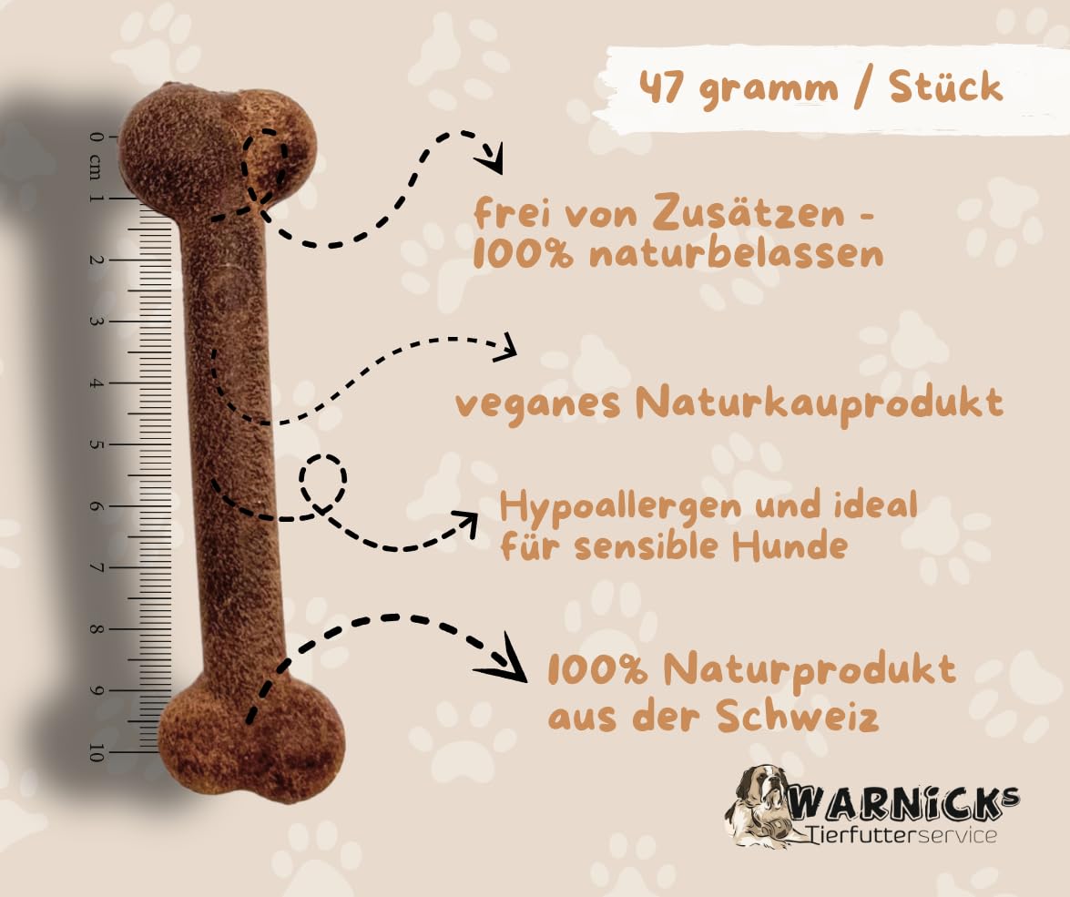 Warnick's Hundesnack Kauknochen Swiss Bone - 50 x 47 g | Vitalknochen für Hunde - Schmackhafter Snack als Belohnung - Diätetische & hypoallergene Kaustange - Für sensible Hunde