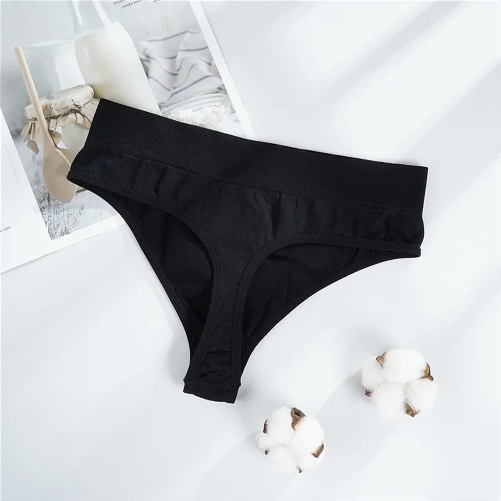 Mutande Bikini Slip 3 Pezzi Sexy Perizoma Mutandine Donne Perizoma Lingerie Comodo Moda Donna Biancheria Intima Tinta Unita Quattro Stagioni semplicità Perizoma(Black 1pc,M)