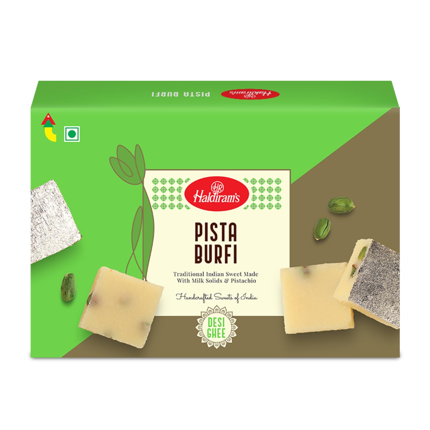Haldiram's Special Pista Burfi 400g | Fresh Indian Traditional Mithai | No Added Colours or Preservatives | Burfi Sweets | Finest Pistachios | Pista Barfi | Fresh Product | Festive Sweet Gift Box
