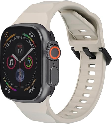MABEKS Silicone Sporty Watch Band Compatible with Apple Watch Series Ultra 9 8 7