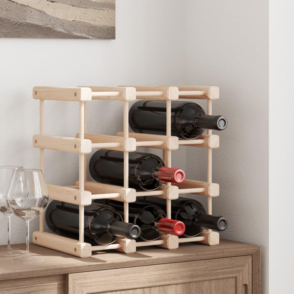 Weinregal für 12 Flaschen Massivholz Kiefer 36x23x36 cm | Stilvoller Flaschenständer für Küche, Speisekammer & Keller. Sichere, platzsparende Lagerung für Ihre Weine.