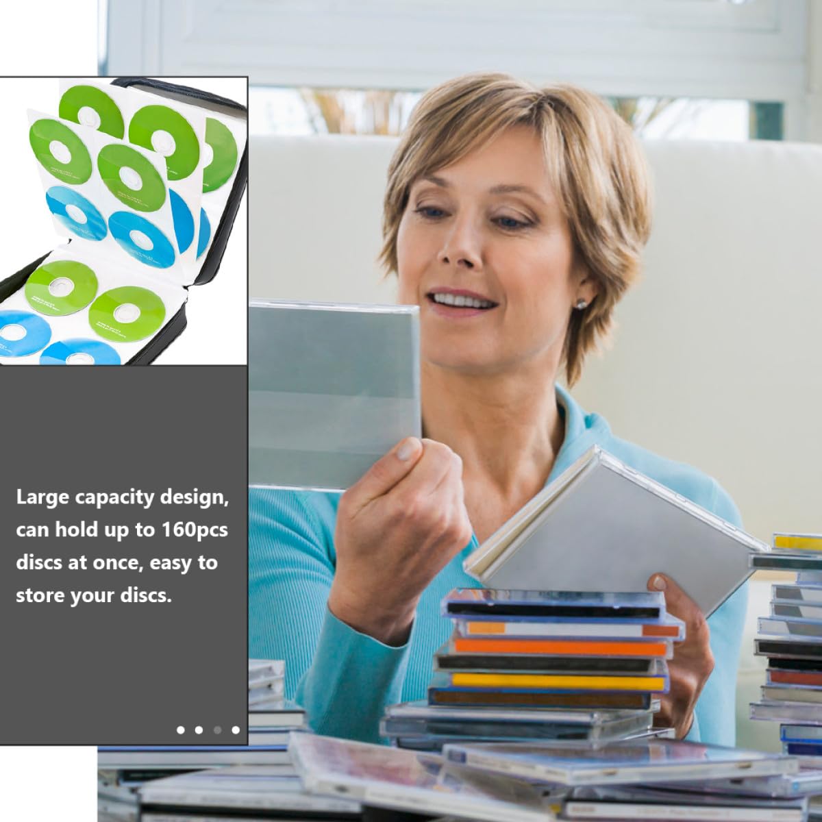 GALPADA Custodia per CD da 160 Posti in Pp Nero Organizer Dvd Portatile Grande Capacità e Protezione Anti-graffio per Viaggio e Casa