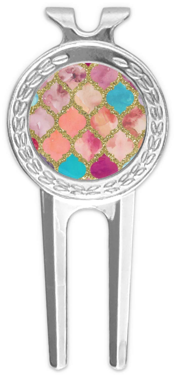 YouCustomizeIt Glitter Moroccan Watercolor Golf Divot Tool & Ball Marker