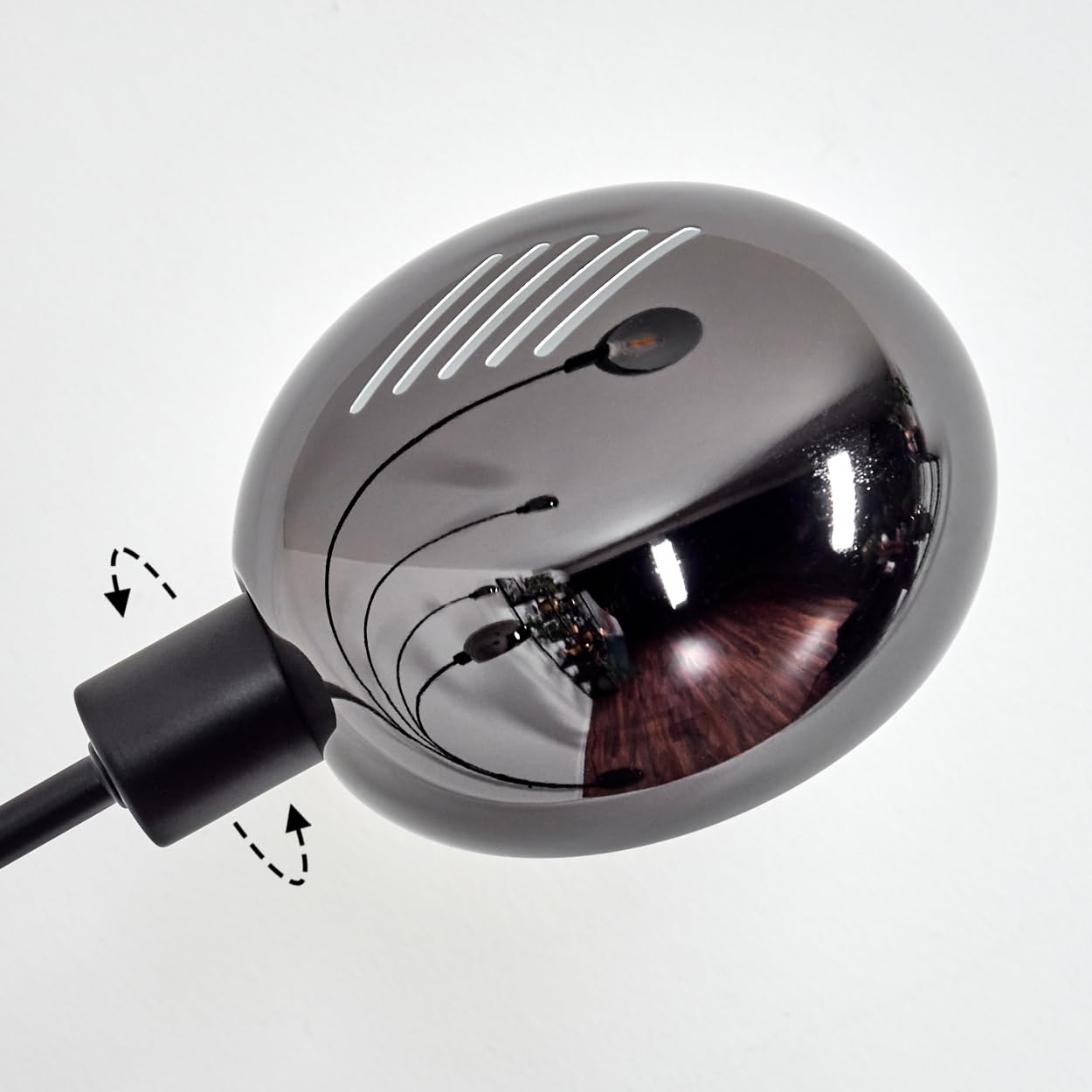 HOFSTEIN Nikkala Lampadaire en métal noir/chrome/fumée avec pied en marbre, lampe réglable au design rétro/vintage, interrupteur sur le boîtier, 240 cm, E14, salon, chambre, bureau