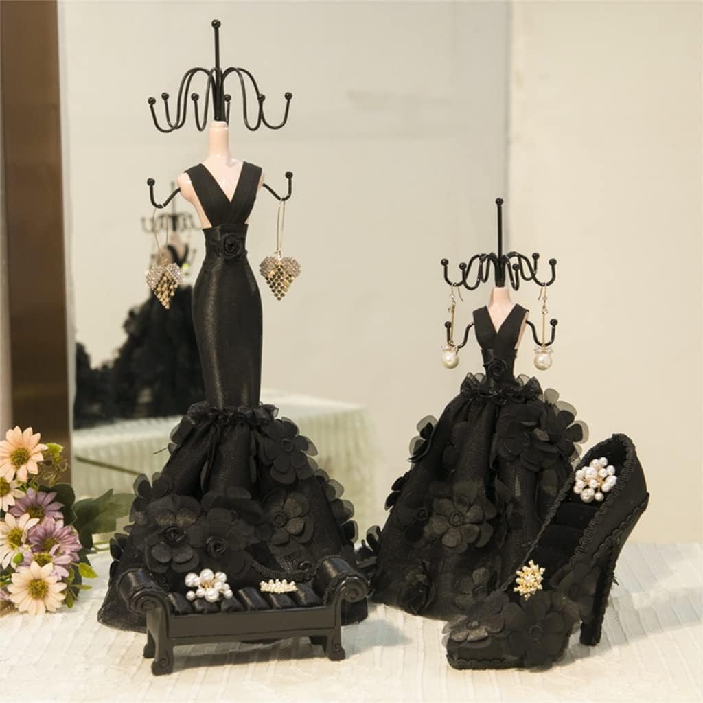 DFGHJK Black Jewelry Rack Dresser Ornament Ornament Ornament Storage Rack Jewelry Display Rack Necklace Rack (Color : Black, Size : One size) (Black One Size)
