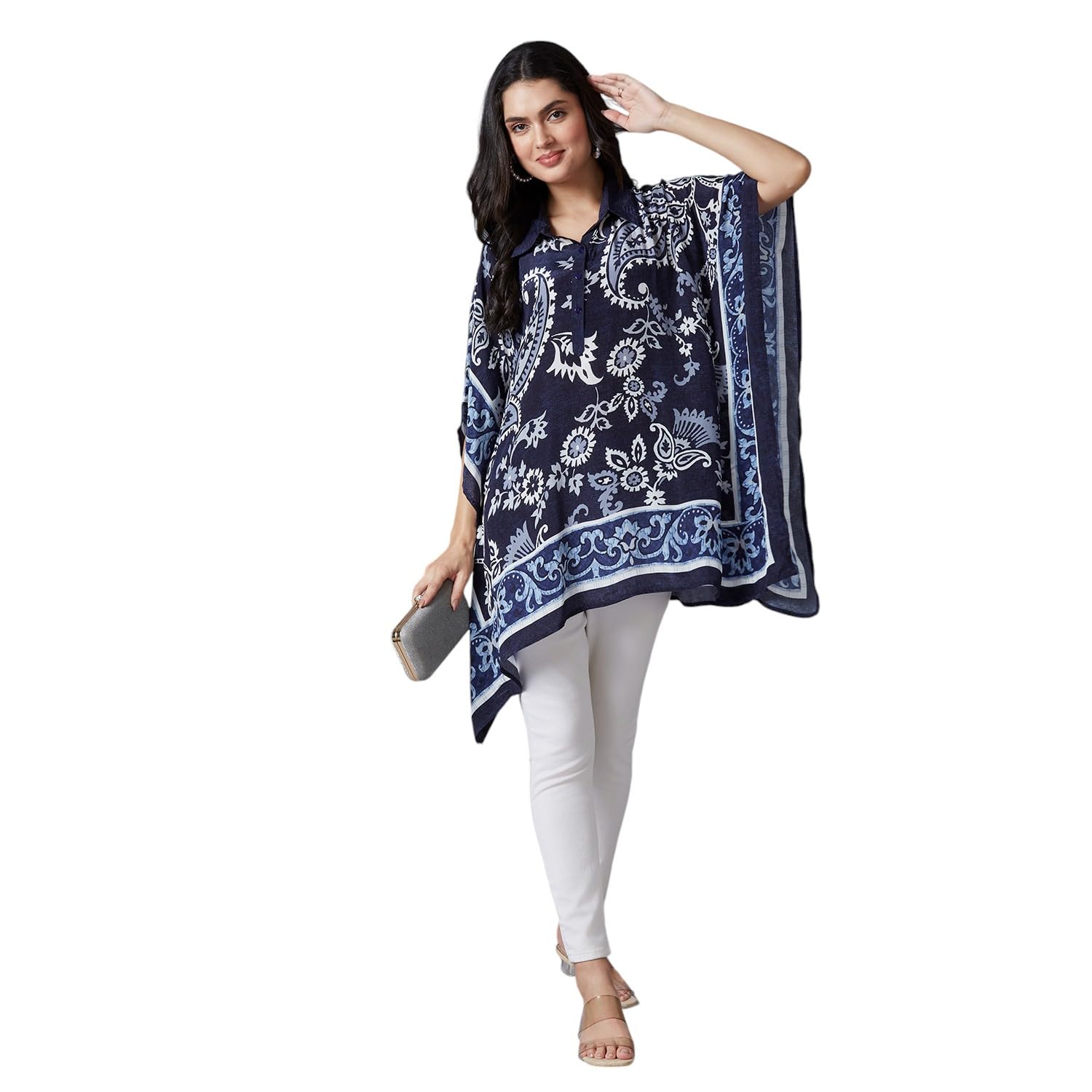 cloth haus india Women's || Navy Large Paisley Printed Shirt || Viscose Material || Shirt for Women ||-picture-26