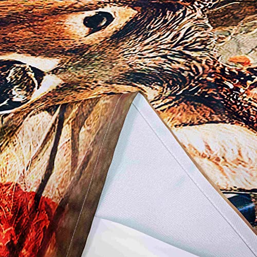 Anhope Deer Blackout Curtains, Camouflage Rustic Patriotic Deer Antler Forest Retro American Flag Print 3D Pattern Grommet Thermal Insulated Curtains For Bedroom Living Room 2 Panels W29.5 X L65 #TOP5