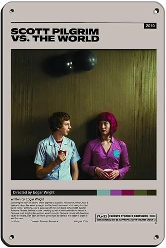 GOPNS Scott Posters Pilgrim Vs. The World - Cartel de metal de viaje para decoración de pared