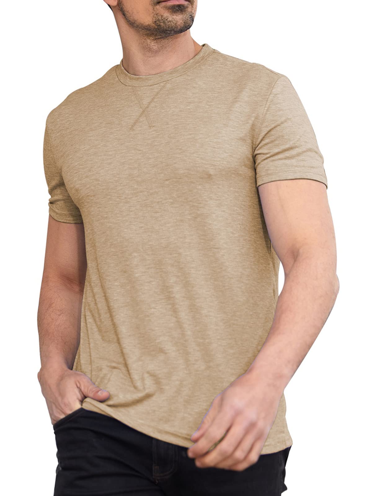 Oftalle Men Soft T-Shirt Casual Short Sleeve Lightweight Basic Tee Shirts Big & Tall