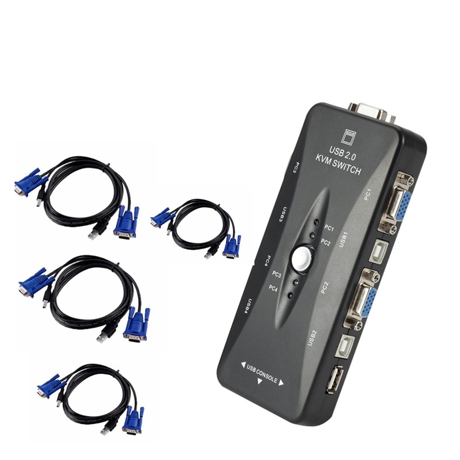CUDTAPI 4 Port Kvm Switch USB 2.0 VGA Splitter Printer Mouse Keyboard Pendrive Share Switcher 1920 * 1440 Box Adapter(4 KVM lines)
