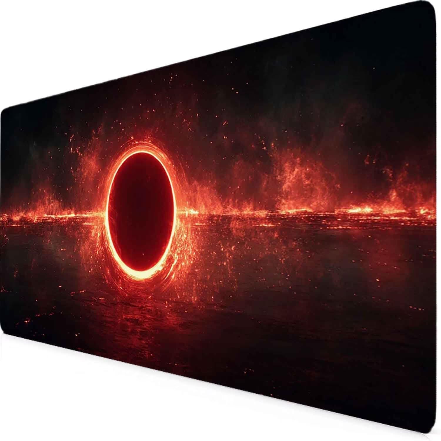 Podkładka pod mysz do gier Czerwona podkładka pod mysz planetarną XXL 1200 x 600 mm mata biurkowa z przeszytymi krawędziami antypoślizgowa, do biura, nauki, gier, akcesoriów biurowych, dekoracji