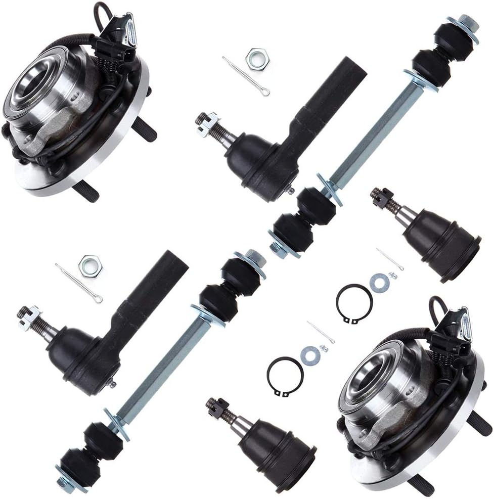 cciyu Upper Ball Joint Outer Tie Rod End Front Sway Bar Link Front Wheel Hub fit for 2003-2010 Express 2500 Express 3500 Savana 2500 Savana 3500 8pcs Suspension Kit