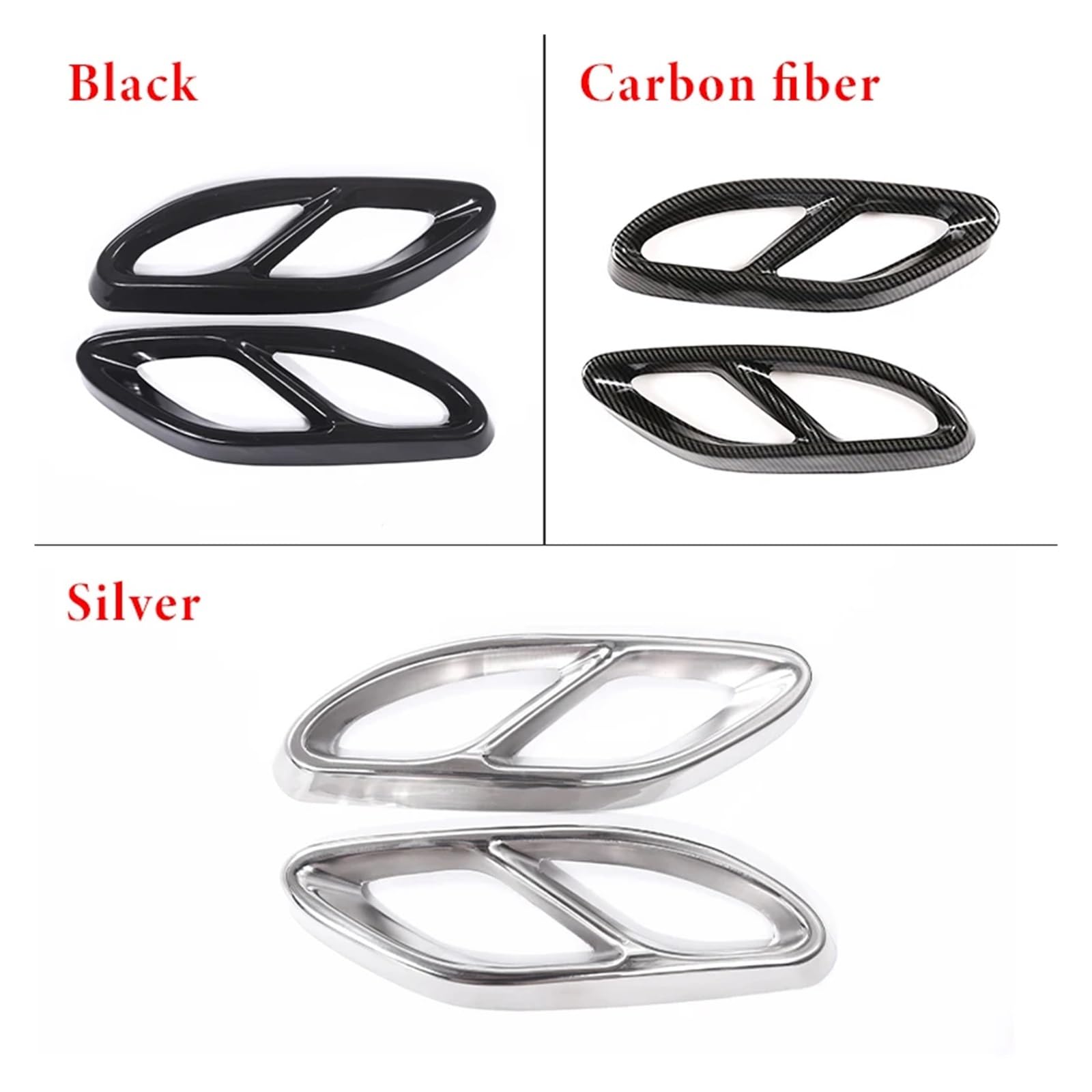 NEGRO Tail Muffler Pipe Cover Trim,Fit For, A B C E GLA GLC GLE GLS CLS Class Stainless Steel Car Rear Exhaust Throat Frame nakładka na tłumik pojazdu(Carbon Fiber)