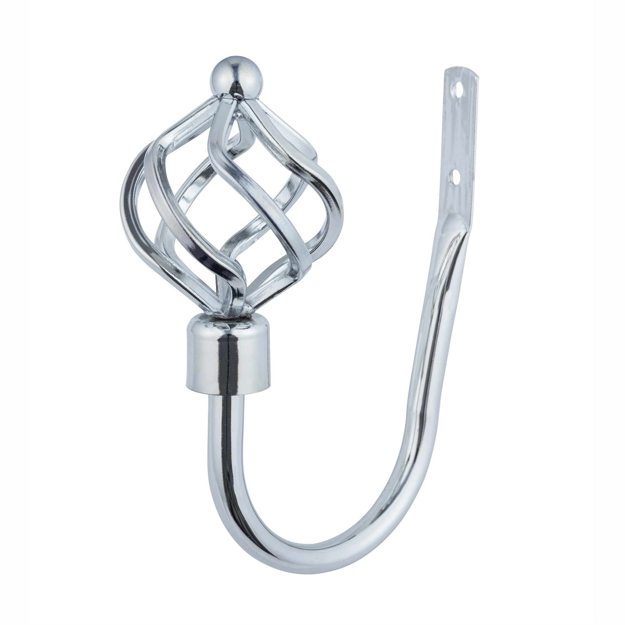 A.Unique Home Twisted Metal Extendable Curtain Pole with Rings and Fittings, In a Variety of Colours and Sizes (25/28mm)(Nickel, Holdbacks)