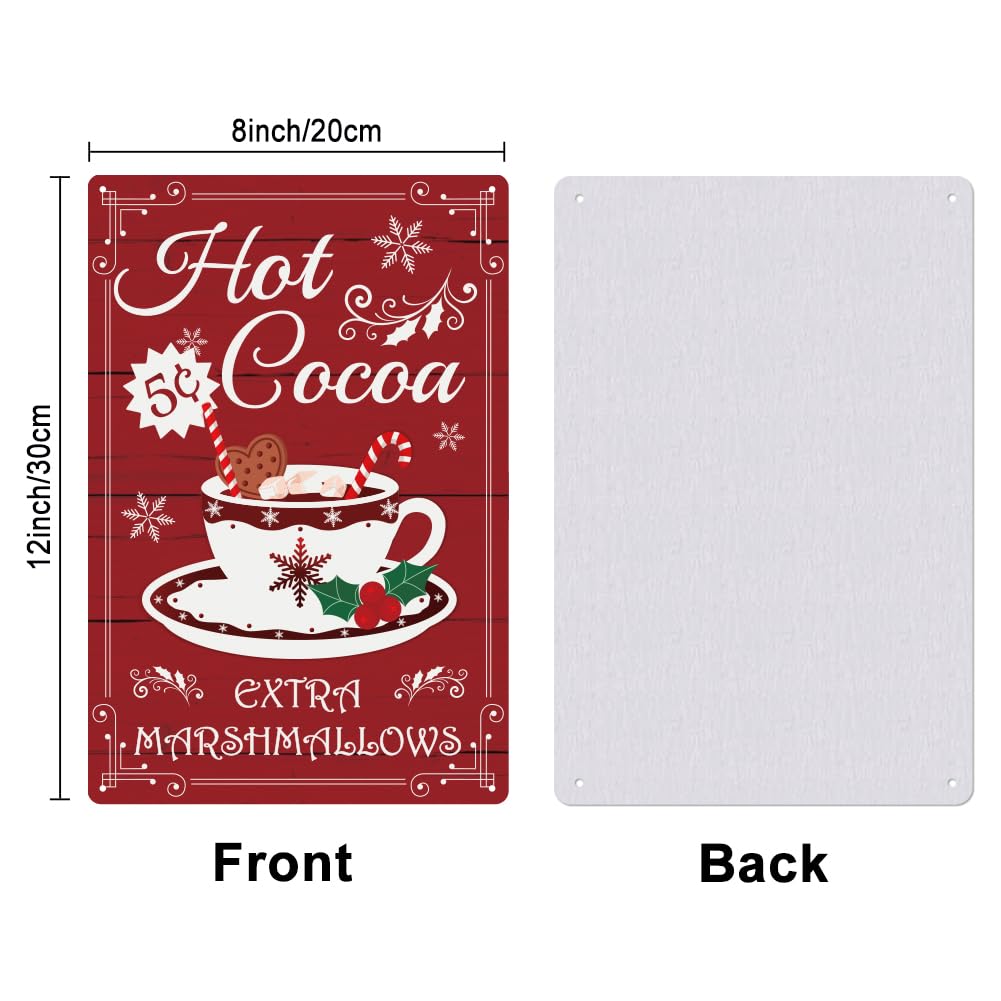SUPERDANT Hot Cocoa Metal Tin Signs Merry Christmas Metal Sign Snowflakes Tin Sign Plaque Retro Metal Poster for Christmas Party Home Living Room Bars Cafes Pubs Decorations - Image 2