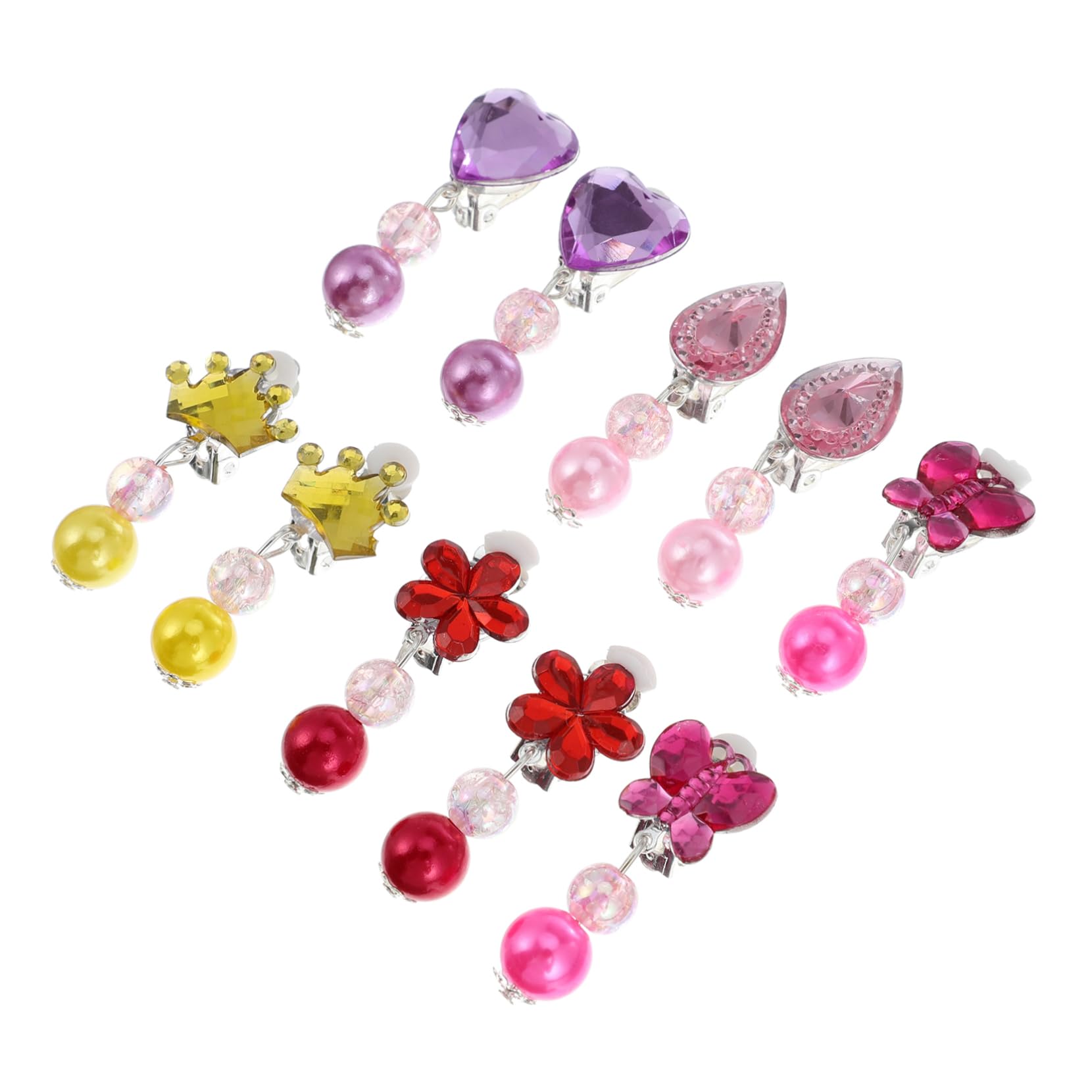 ROMISBABA 5Pairs Clip Earrings for Creative Play Jewelry for Little Lightweight Non Pierced Design for Birthday Parties and Everyday Wear