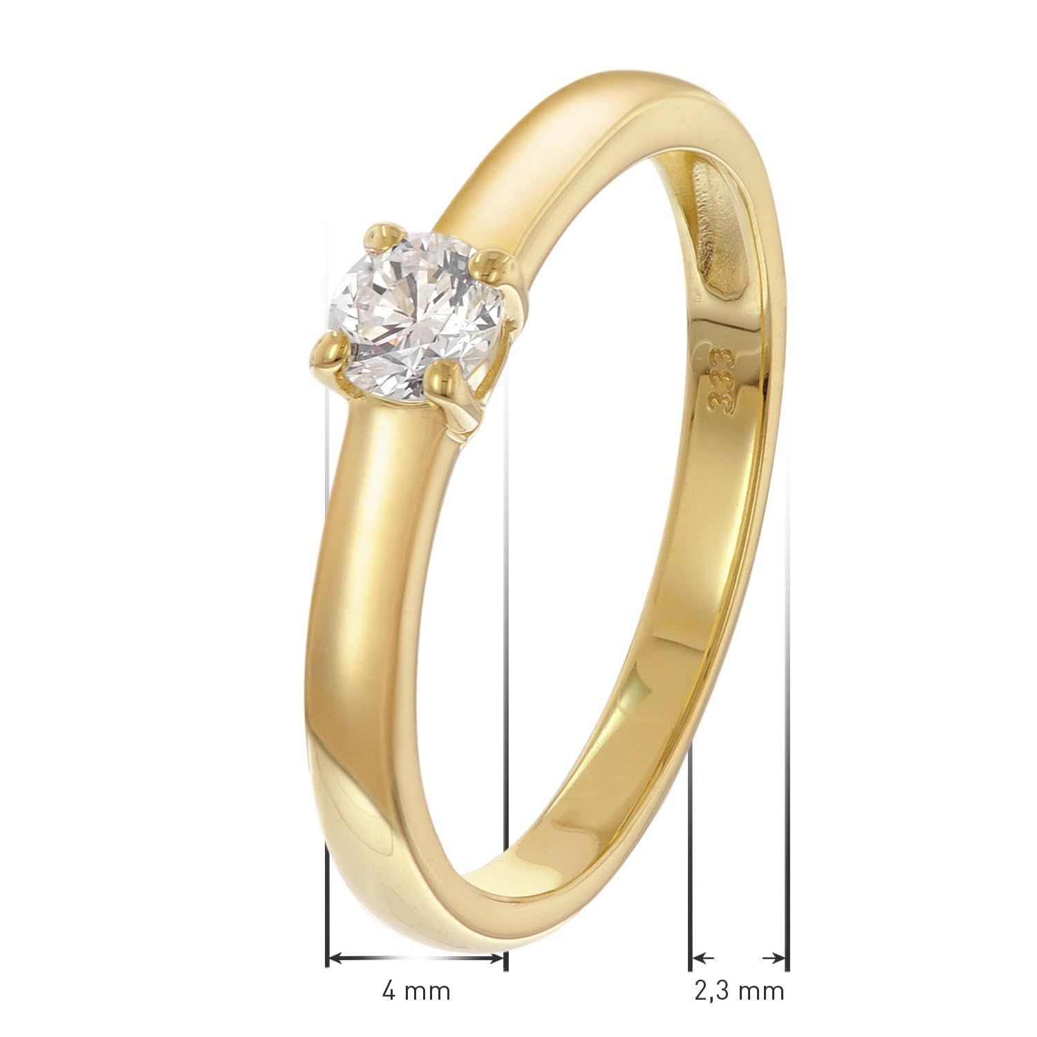 GLIZZ Damenring Mit Lab Grown Diamant 0,25 ct. Gold 333 Brillantring GL1048