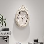 Abdurey Small French Retro Decorative Wall Clock, Ivory White Vintage Oval Style,Silent Battery Operated Boho Decor Wall Clocks for Farmhouse,Kitchen,Bedroom,Bathroom(10.4" H x 6.7" W)