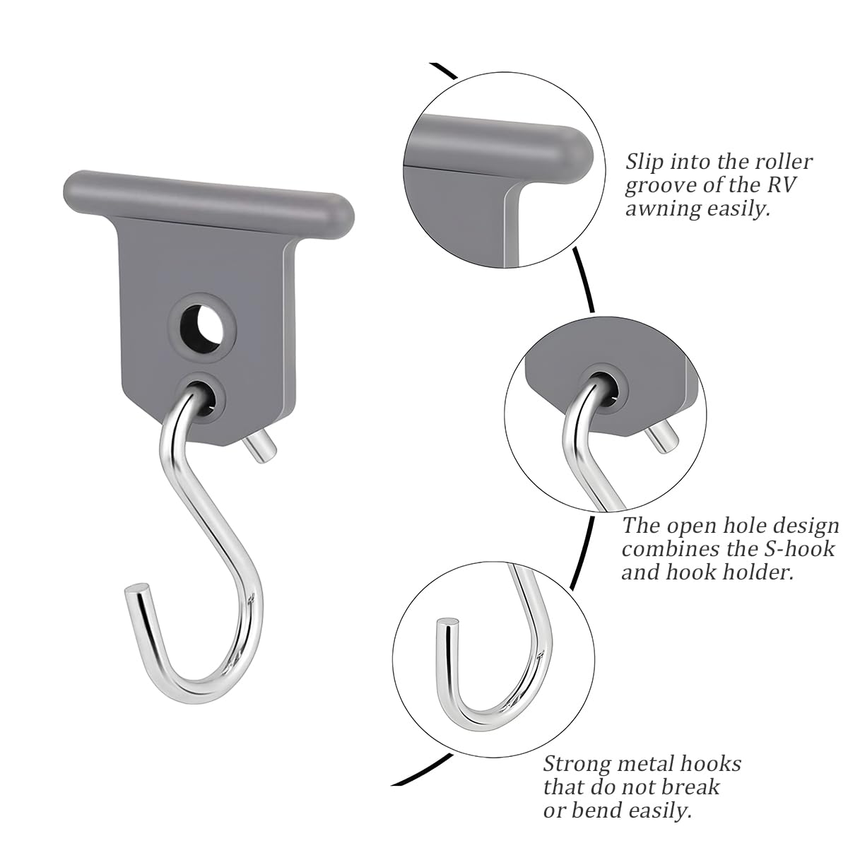 JNNJ 16 Pezzi Ganci per Tende da Campeggio, Ganci per Tende da Sole con Gancio a S, Gancio per Tenda da Sole per Camper, per Camper, Roulotte, Campeggio, Giardino, Interni ed Esterni(Grigio)