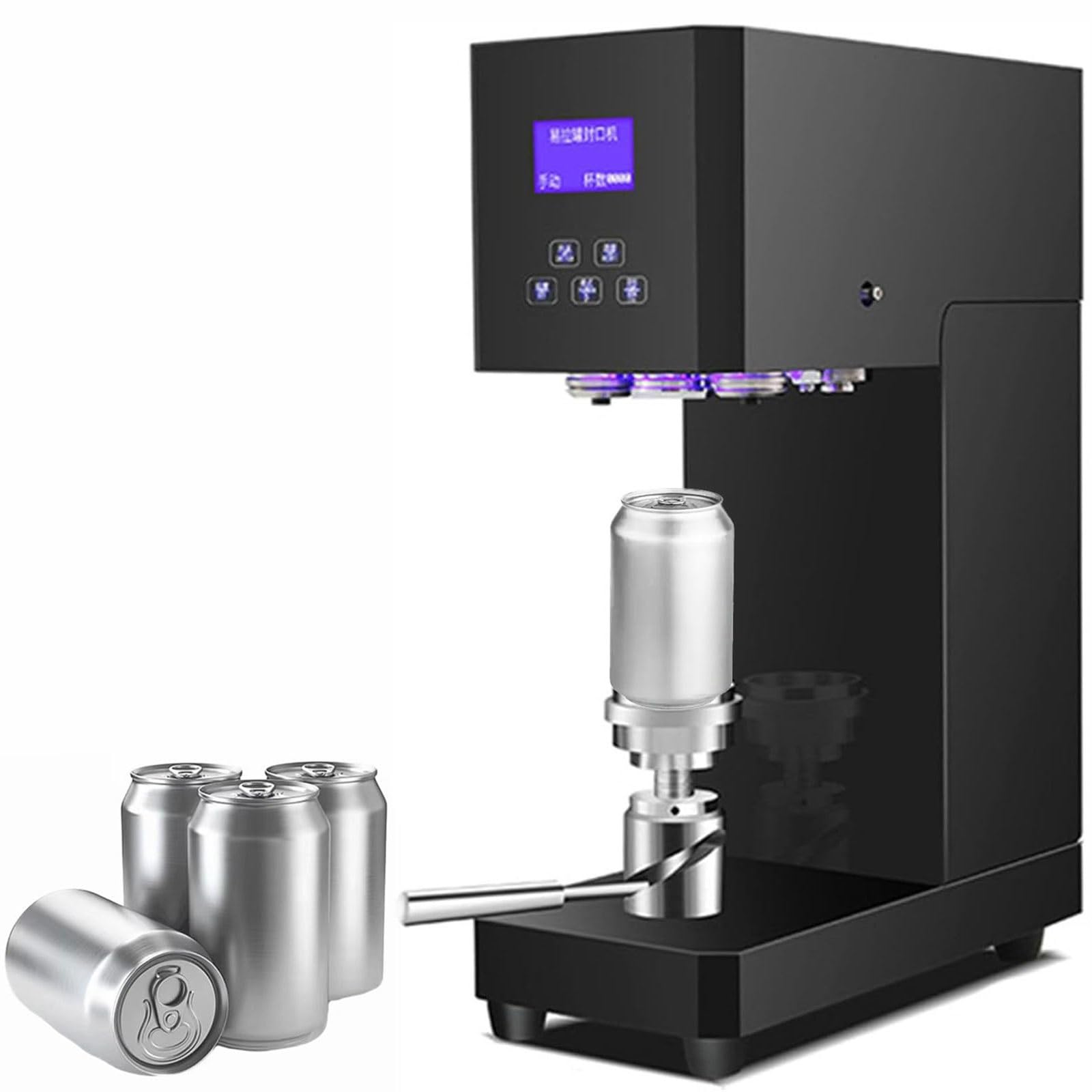 Sigillatrice elettrica per lattine, 370 W, semiautomatica, con display LCD, funzione di conteggio, altezza di tenuta 11,5-17 cm, diametro 5,5 cm, per uso commerciale