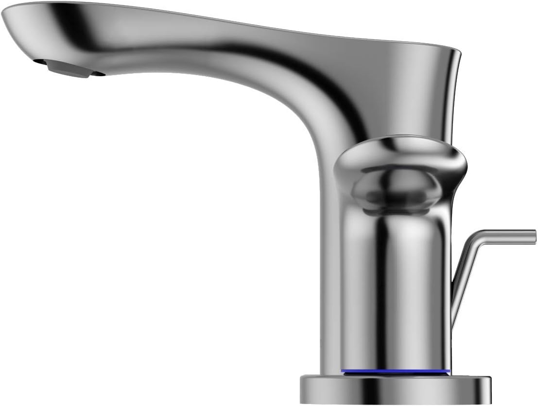Polished Nickel Modern Widespread Bathroom Faucet with Drain Assembly