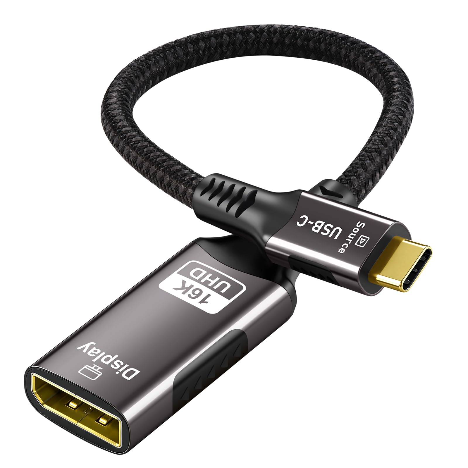 Cable de video USB-C a DisplayPort 2.1 Thunderbolt 4 con soporte 16K 60Hz y 8K 120Hz M/F 8