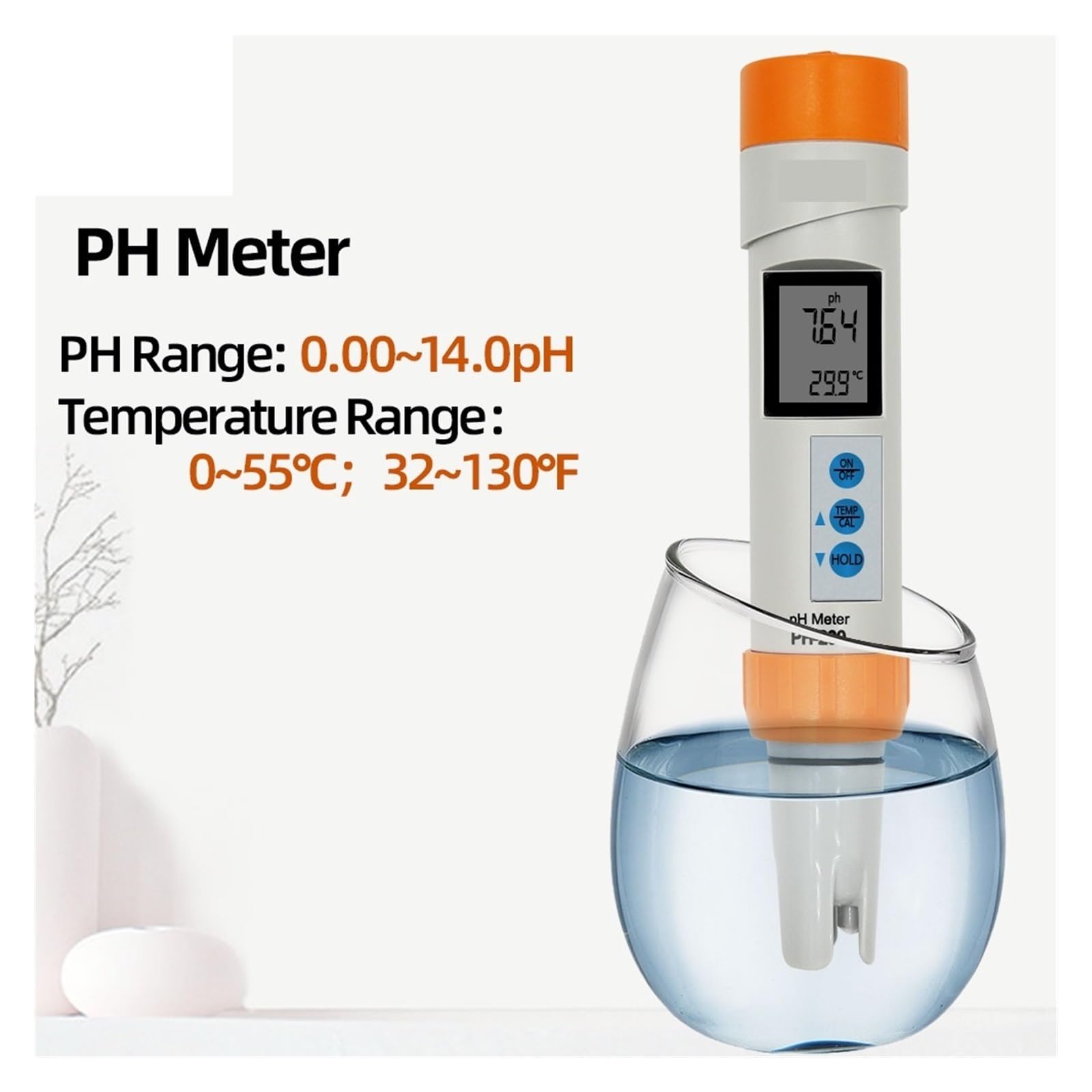 Medidor de pH de agua, Medidor de PH de PH-200 Digital COM-100 medidor de temperatura EC TDS con función de calibración automática probador de pluma de calidad del agua PH(HM COM-100)