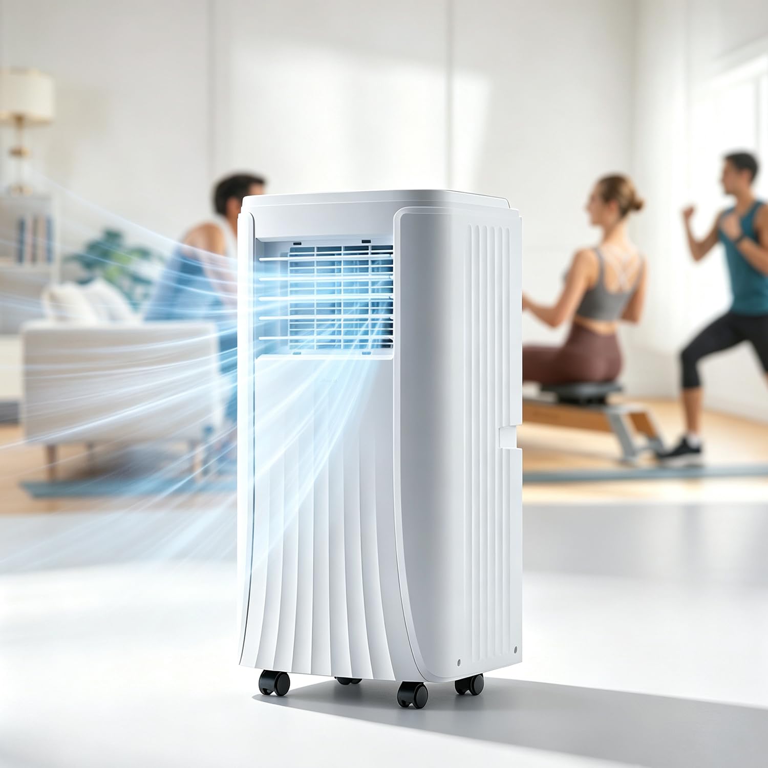 Condizionatore d'aria portatile, potente unità AC da 12000 BTU, unità AC da pavimento ad alte prestazioni, raffredda fino a 30 m², condizionatore d'aria portatile per soggiorno, sala e-sport 9000BTU
